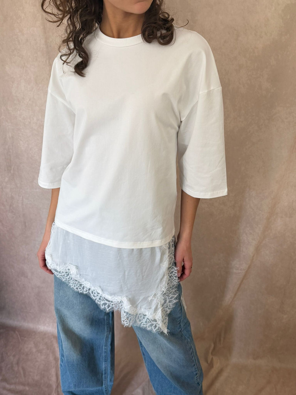 T shirt blanc dentelle Léna